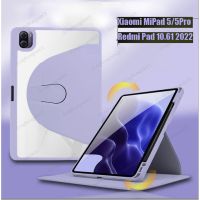 Xiaomi Mi Pad 5 / Xiaomi Mi Pad 5 Pro 11นิ้วหมุนได้360สมาร์ทอัตโนมัติตื่น/นอนหลับเคสหนัง PU แบบฝาพับ Redmi แผ่นฝาครอบ10.61พร้อมช่องใส่ดินสอที่วางปากกา