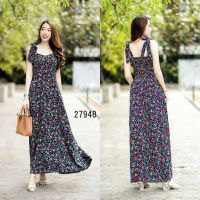 Maxi Dress เดรสยาวสายผูกโบว์ไหล่