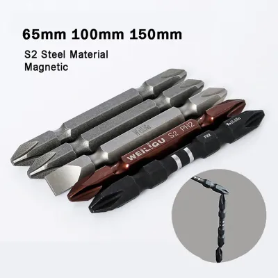 S2 Steel Double Cross Head Magnetic Electric Screwdriver Bit Phillips Screw Driver Bits PH2 65mm 100mm 150mm 200mm 250mm 300mm Screw Nut Drivers