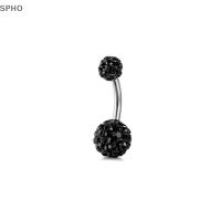 SPHO 1ชิ้นคริสตัลบอลสะดือห่วงสแตนเลสเจาะสะดือน่ารักบาร์เจาะสะดือ