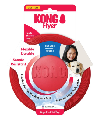 KONG Flyer จานร่อนสีแดง ของเล่นสุนัขทำจากยางธรรมชาติ ร่อนได้ดี มีความยืดหยุ่นสูง