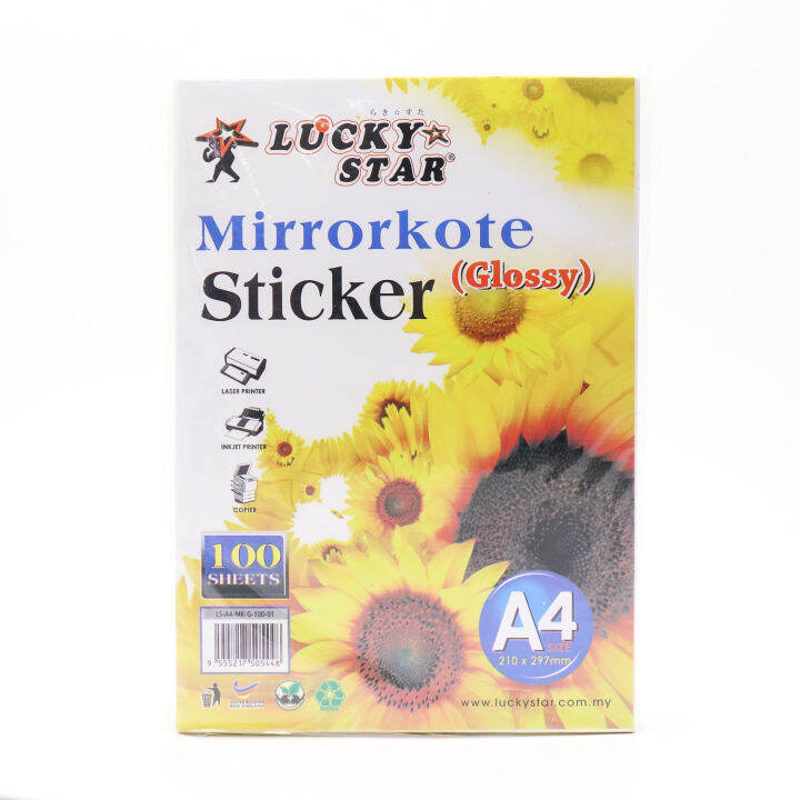 Lucky Star Mirrorkote Sticker A4 Size 210 X 297mm 100 Sheets Glossy