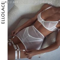 【CW】❐卍☼  Ellolace Ribbed Erotic Transparent See Through Garter Thongs Outfits Intimate