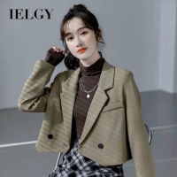 IELGY เสื้อสูทสั้นขนาดเล็กผู้หญิง,เสื้อสูทสไตล์เกาหลีทรงหลวมดีไซน์ใหม่แจ็คเก็ตหนา