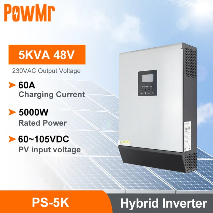 HOT! PowMr 5KVA 48v Pure Sine Wave Hybrid Solar Inverter Built-in PWM 60A  Solar Charge Controller 102VDC PV Input PS-5K | Lazada PH