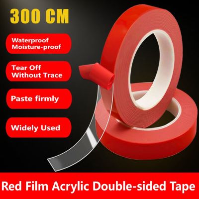 1 Roll 300CM Nano Double Sided Adhesive Tape Red Film Transparent Acrylic No Traces Double Sticker High Temperature Water Proof