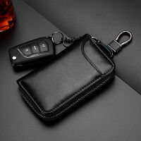 Genuine Leather Key Wallet Fashion Men &amp; Women Multi Function Key Organizer Bag Ladies Housekeeper Key Holder 6 Rings KM01