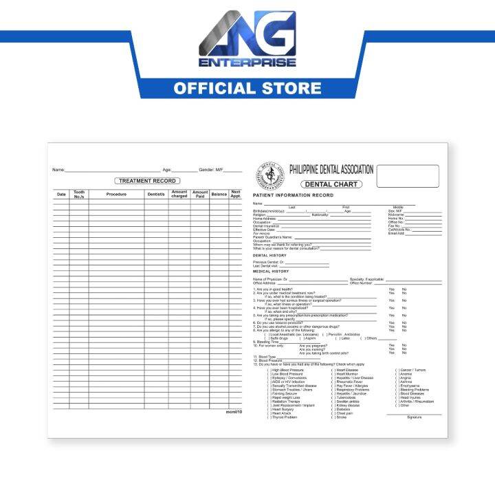 PDA Dental Chart High Quality Print 50pcs. Lazada PH