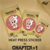 สติกเกอร์รีดร้อน ลาย เดมิโดมิหน้ากาตัวตลก ขนาด 5 ,8 , 12 ซม. / Hyottoko DemiDomi Heat Press Sticker 5, 8, 12 cms