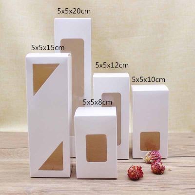 10pcs Multi size White window paper box 5x5x20cm DIY Packing Gift Boxes with pvc window for toyCookie Display packaging box