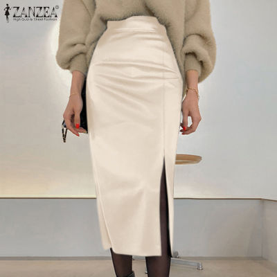 (จัดส่งฟรี)Fancystyle ZANZEA แฟชั่นผู้หญิงสไตล์เกาหลี Bodycon A Line Formal OL กระโปรงหนัง Faux Office Lady Dress #11