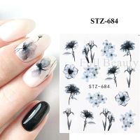 【LZ】 1PCS Watercolor Flower Plants Nail Sticker Ink Blooming Floral Leaves Water Decals Fashion Slider Nail Art Decoration FBSTZ-684