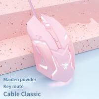 Wired Game Mouse Mute Pink Mechanical E-sports Girl Lovely Art Portable Office Household For MacBook Laptop PC Gamer