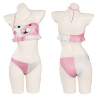 ชุดว่ายน้ํา ชุดบิกินี่ คอสเพลย์ Monokuma Monomi Tankini น่ารัก สีชมพู สองชิ้น สําหรับผู้หญิง ผู้ใหญ่ ad