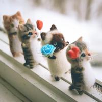 Handmade Toys DIY Wool Felt Cat Kits Cute And Interesting Toy Plush Unfinished Doll Music Poking X2A6