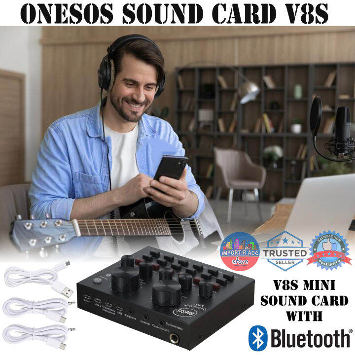 OneSOS V8 V8S V8S+ Sound Card Bluetooth Live Audio Mixer Amplifier ...