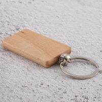 100 Blank Wooden Keychain Rectangular Engraving Key ID Can Be Engraved DIY