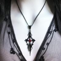 ☈ Black Pointed Cross Vampire Necklace Gothic Jewelry Statement Necklace Dagger Cross Pendant Gothic Gift Goth Necklace