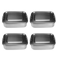 4X Stainless Steel Bento Box Lunch Container,3-Compartment Bento Lunch Box for Sandwich and Two Sides,1400 Ml