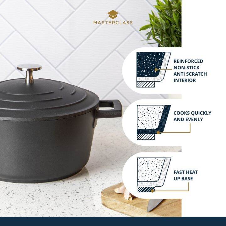 masterclass-double-layer-non-stick-lightweight-cast-aluminium-casserole-dish-cooking-pot-with-lid-works-with-all-hobs-and-oven-safe-black-หม้ออบพร้อมฝา