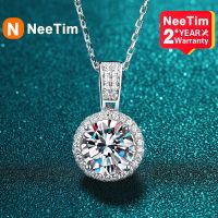 NeeTim 2Carat Moissanite Necklace For Women 100 Sterling S925 Silver With White Gold Plated Lab Diamond Jewelry Wedding Pendant