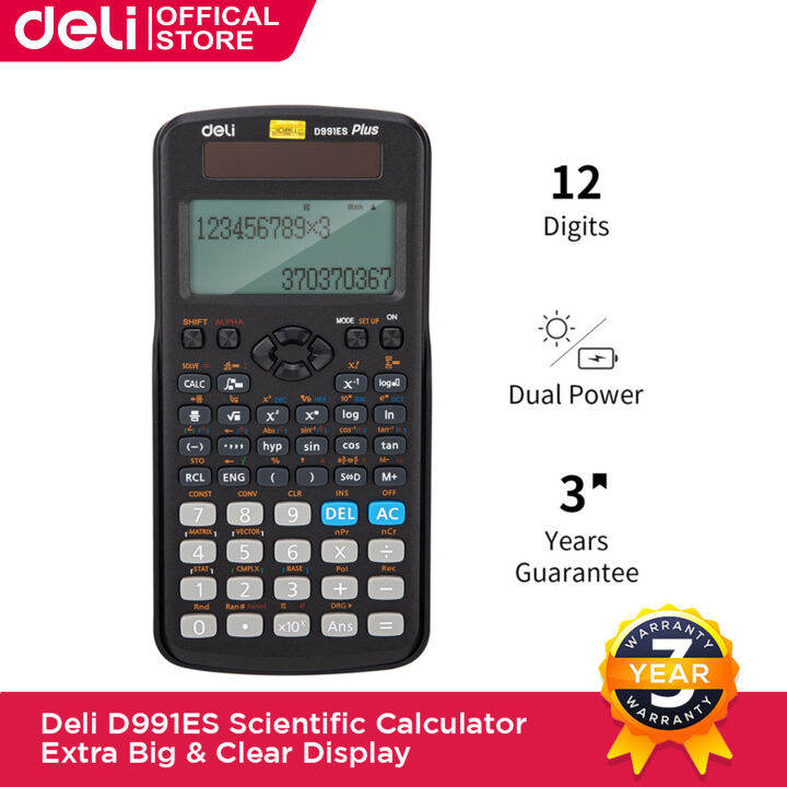 Deli Scientific Calculator Contains 417 Functions Battery And Solar Power Supply for Student