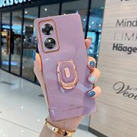 คลังสินค้าพร้อมเคสโทรศัพท์ A78 OPPO เคลือบ2023 4G ฝาครอบซิลิโคนเนื้อนิ่มบางพิเศษพร้อมเคสกันกระแทกป้องกันเลนส์ที่ตั้งรูปหมีสำหรับฝาหลัง OPPOA784G