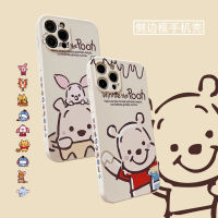 【High Quality】for Apple IPhone 11 12 13 Pro Max Case Soft Liquid Silicone Couple Phone Case for IPhone XR XS Max Casing Cute Cartoon Winnie Pooh Dorae