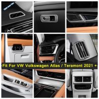 ด้านหลังปุ่มสวิทช์กล่องถุงมือจับเลื่อมฝาครอบสำหรับ VW Volkswagen Atlasteramont 2021 2022เงินภายใน