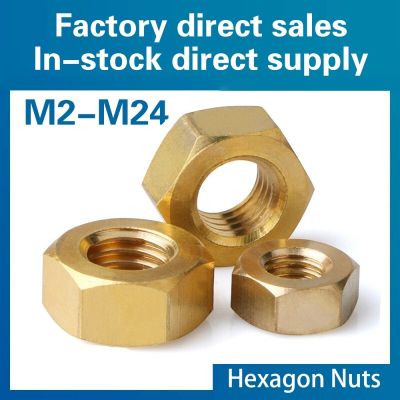 Solid brass hexagon nuts for M2 M2.5 M3.5 M4 M5 M6 M8 M10 M12 M14 M16 M18 M20 M22 M24 bolts hexagon nuts metric thread Nails Screws Fasteners