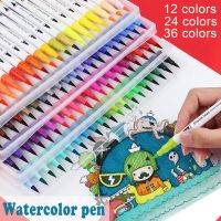 Double-headed Watercolor Pen Kit Markers with Soft-tip Needle Tip 12/24/36 Color Water-based Painting Pen Set for DIY Craft
