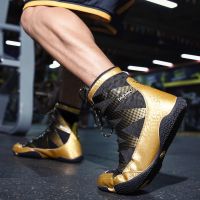 New Boxing Shoes Men Lightweight Wrestling Shoes Gold Blakc Mens Fighting Wrestling Sneakers Comfortable Boxing Sneakers