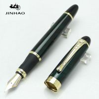 JINHAO X450รุ่นลิมิเต็ดปากกาหมึกซึมปากกาหมึกสีเขียวเข้มและ En 18KGP หัวปากกา Iraurita โลหะทั้งชิ้นสีแดง21สี