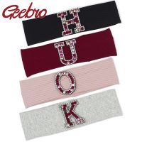 【CW】 Geebro Newborn Baby Multicolor Rhinestones letter headbands Kids Childs Toddler Ribbed Elastic Accessories Headwrap