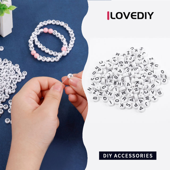 DIY Letter Beads for Bracelets Flat Round Spacer Beads Pendants