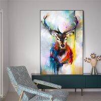 Nordic Art Deer Head Graffiti Art ภาพวาดผ้าใบบนผนัง-สัตว์ภาพศิลปะสำหรับห้องเด็ก Cuadros