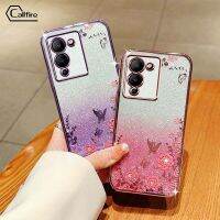 Callfire เคสโทรศัพท์ผงชิมเมอร์สำหรับ Infinix Note 12 G96 X670 แบบดอกไม้ผีเสื้อซิลิโคนหรูหราป้องกันการตกหล่นกรอบแบบนิ่ม