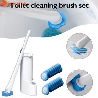 ❆ Disposable Toilet Brush Set with 16 Refills Toilet Bowl Cleaning System with Built-In Bleach Alternative with Holder Base Bathroom Cleaners