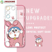 Jinsouwe เคสโทรศัพท์เคสสำหรับ Vivo V27 5G,เคสโทรศัพท์ลายการ์ตูนโดราเอมอนคริสตัลเคสด้านหลังยางแบบนิ่ม