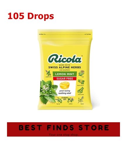 Ricola Sugar Free Lemon Mint Herb Throat Drops, 105 ct.