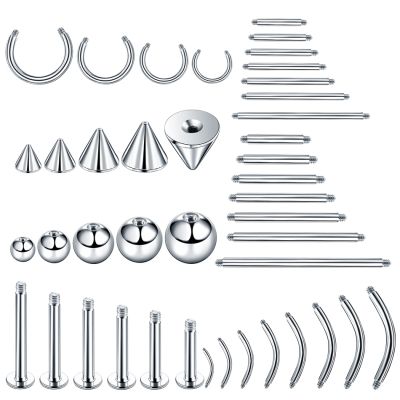 【YF】 100Pcs/lot Steel Earring Studs Barbell Nipple Labret Piercings Nose Eyebrow Ring Screw Ball Replacement Accessories Body Jewelry