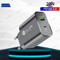 ♥100% ผลิตภัณฑ์ดั้งเดิม + Gratis Ongkir♥20W 2พอร์ตเครื่องชาร์จ USB Type C PD ที่ชาร์จอะแดปเตอร์ชาร์จเร็วโทรศัพท์ที่ชาร์จสำหรับไอโฟนผนัง14 13 Huawei Xiaomi Samsung QC 3.0