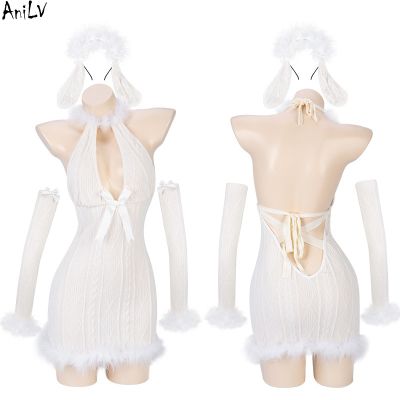 [Cos imitation] AniLV คริสต์มาสหิมะแองเจิลสาวขนยาวถักชุด Unifrom ผู้หญิงกระต่ายเปลือยชุดนอนชุดนอนชุดเครื่องแต่งกายคอสเพลย์