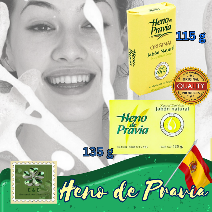 E & E Heno De Pravia Original Jabon Natural Bar Soap Natural Bath Soap in 135g and 115 g E