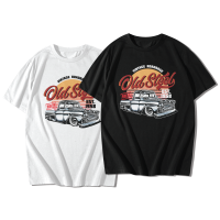 T-shirt "vintage car" T-shirt T-shirt round neck short sleeve cotton 100% _ Black