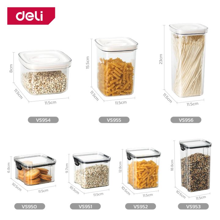 deli-กล่องเก็บอาหารแห้ง-กล่องสูญญากาศ-กระปุกสูญญากาศ-กล่องเก็บเครื่องปรุง-ฝาปิดสูญญากาศ-กันความชื้น-storage-food-box