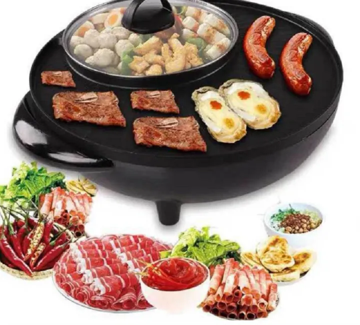 OSQ 34CM Korean Samgyup 2in1 Multifunction Electric Hot Pot Grill