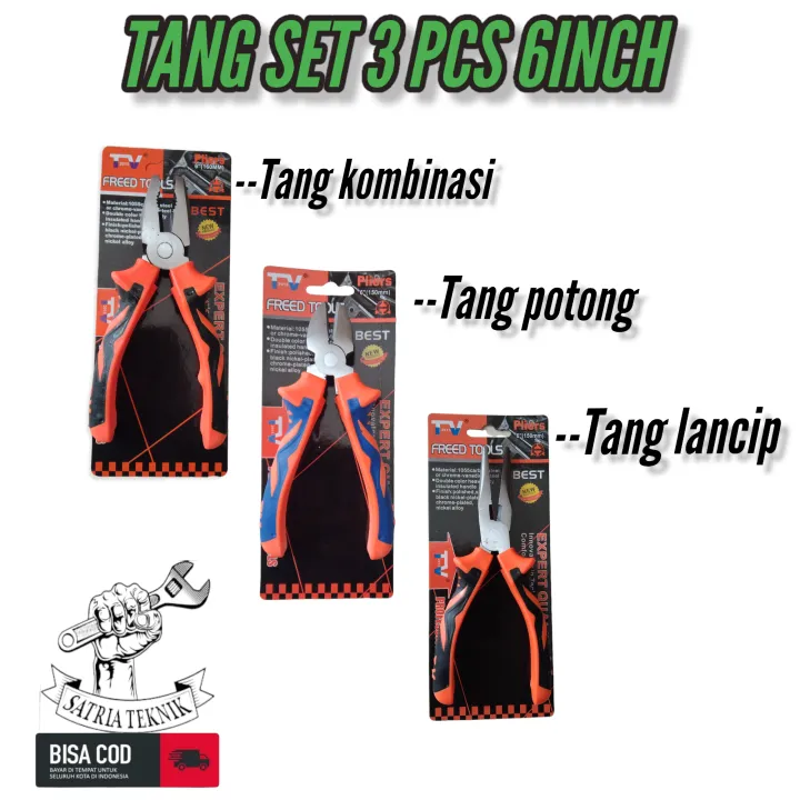 Freed Tools Tang Set Komplit Isi Set Tang Inch Tang Potong Tang Kombinasi Tang Lancip