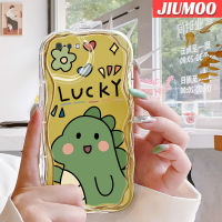 เคส JIUMOO สำหรับ Realme C2 C2S เคส A1K OPPO เคสลายไดโนเสาร์นำโชคดีไซน์ใหม่ขอบคลื่นเนื้อครีมปลอกเคสมือถือกันกระแทกแบบใสนิ่มฝาครอบป้องกันง่ายอ่อนโยน