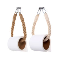 1set Toilet Paper Holder Roll Hanging Rope Towel Rack Wall Mount Nature Jute Cotton White Beige Bathroom Bohemian Style Decor